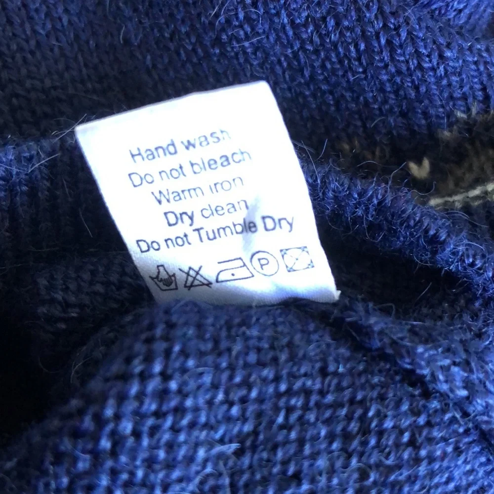 Alpaca Imports Zip Front Sweater Navy Blue XL Alpaca Wool - Picture 13 of 15